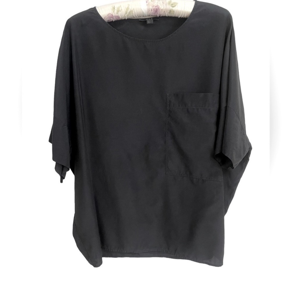 COS Black Silk Cotton Oversized Top Blouse Size S